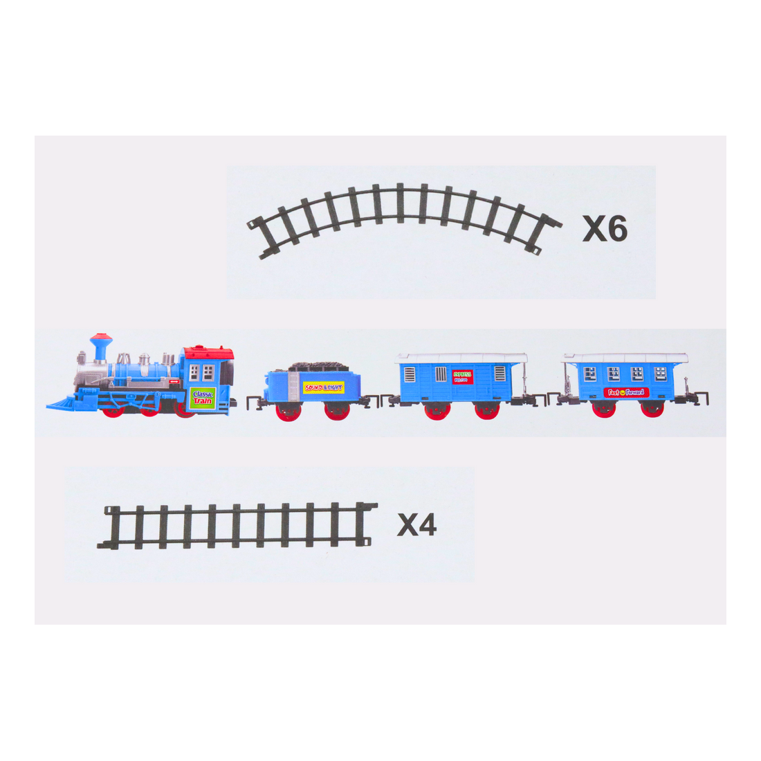 Batteridrivet tågset med 3 bilar, spår, ljus och ljud | Hem & Hobby | Pryloteket