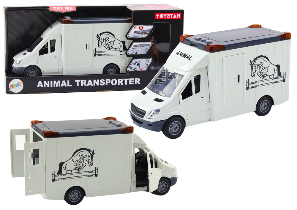Hvid Auto Transporter med Døre, der kan åbnes, Lys & Lyd