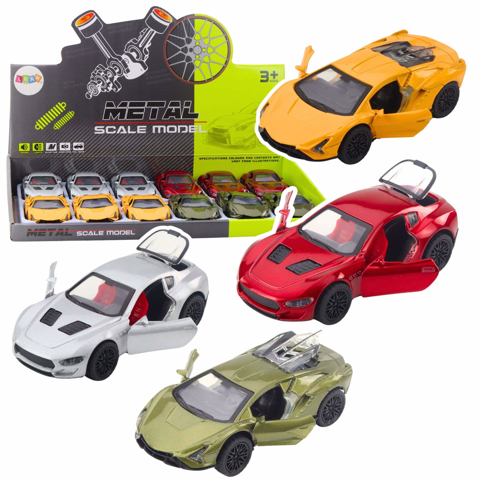 Metal sportsvogn med lys og lyd