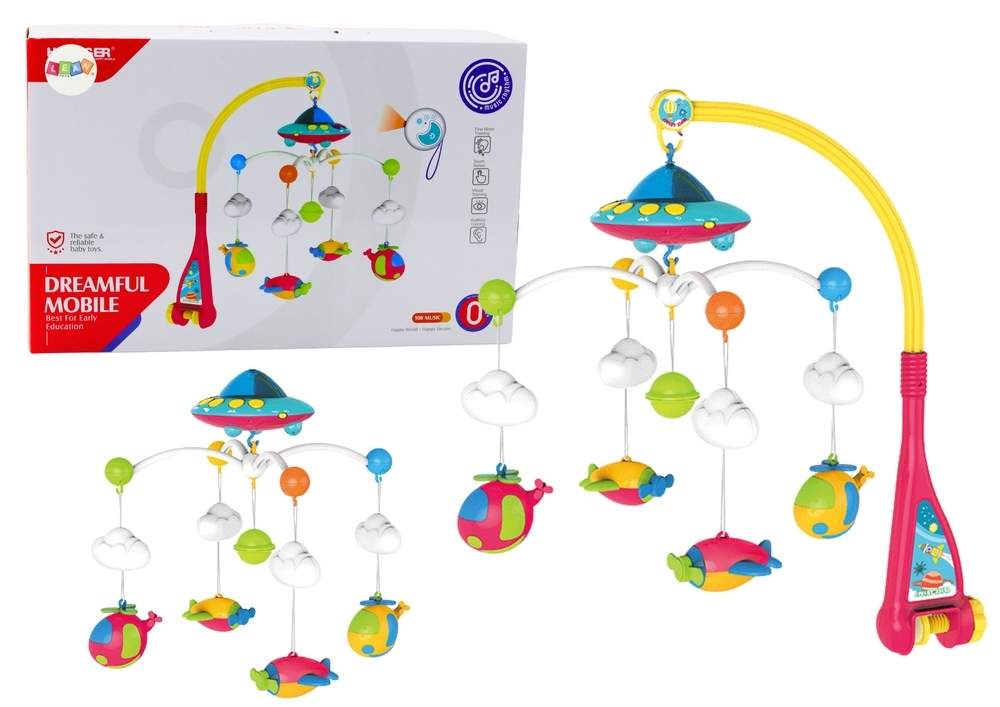 Baby Crib Mobile med UFO Planes Projector, 108 melodier