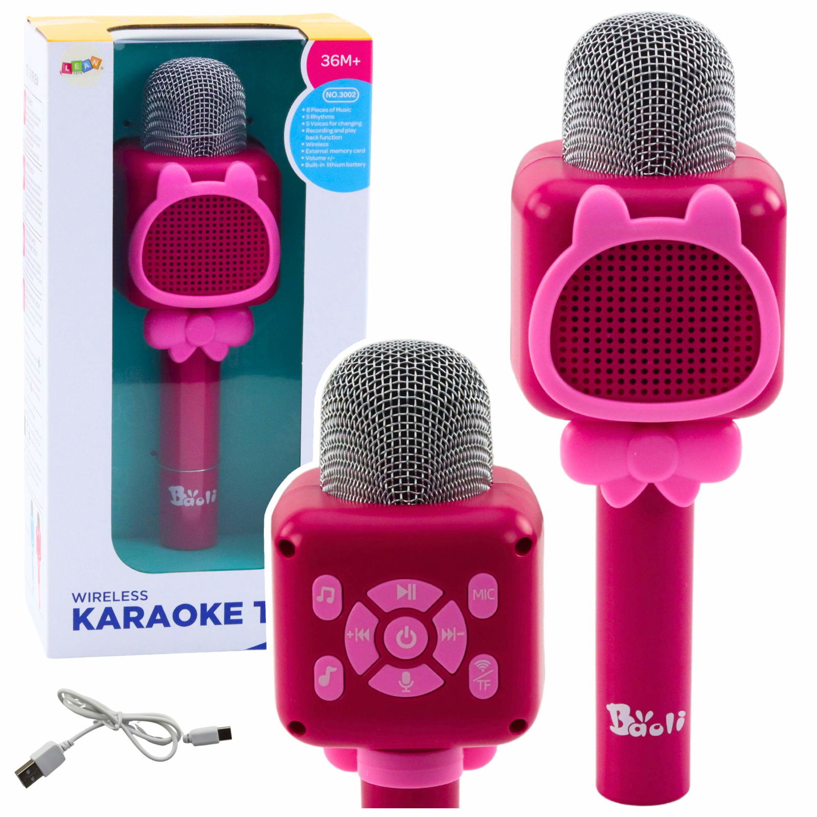 Trådløs Bluetooth Karaoke Mikrofon, Stemmeskifter, Pink