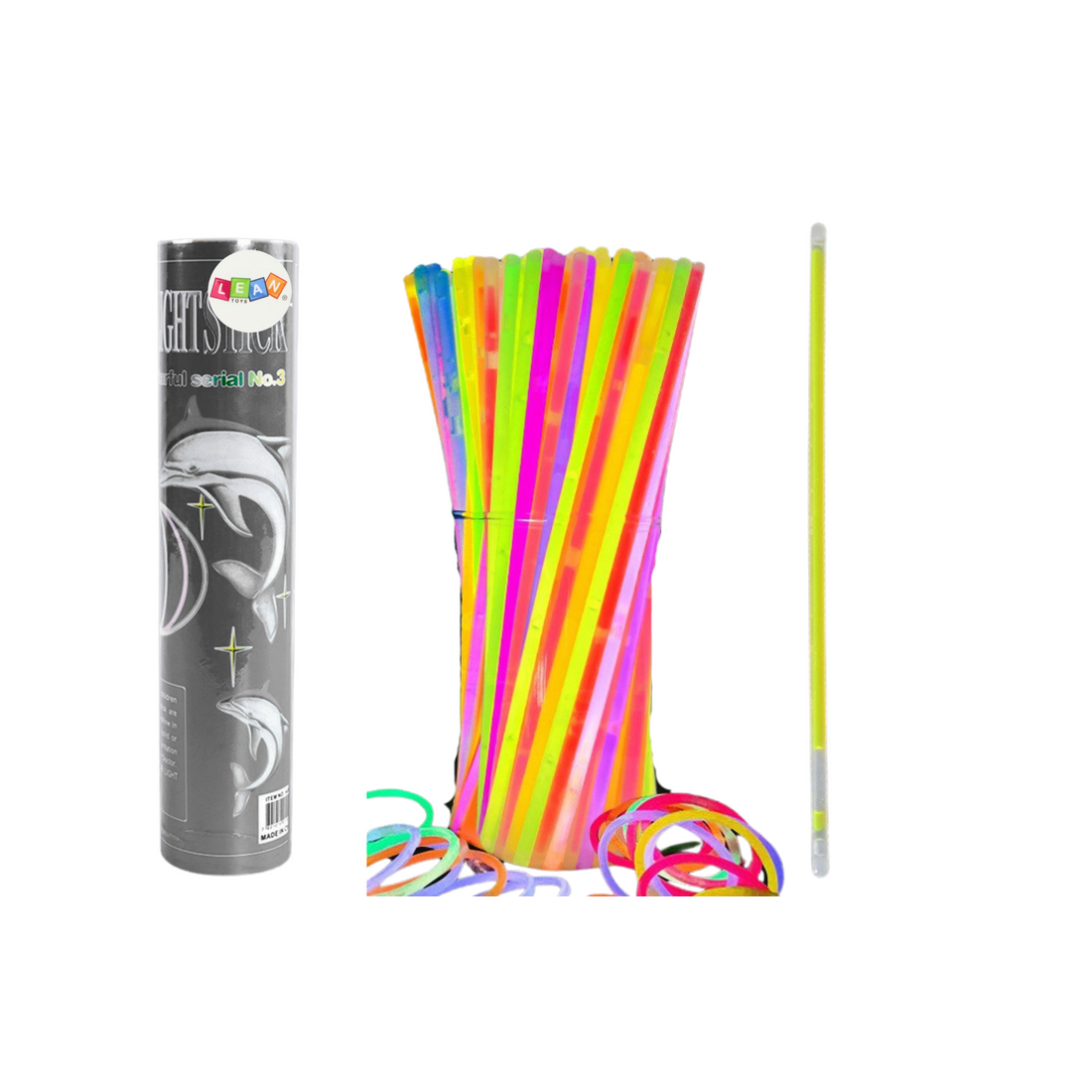 Glow-in-the-Dark fluorescerande band, 100 stycken, flerfärgad | Hem & Hobby | Pryloteket