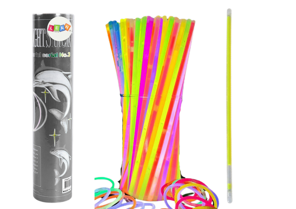 Glow-in-the-Dark fluorescerende bånd, 100 stykker, multi-farve