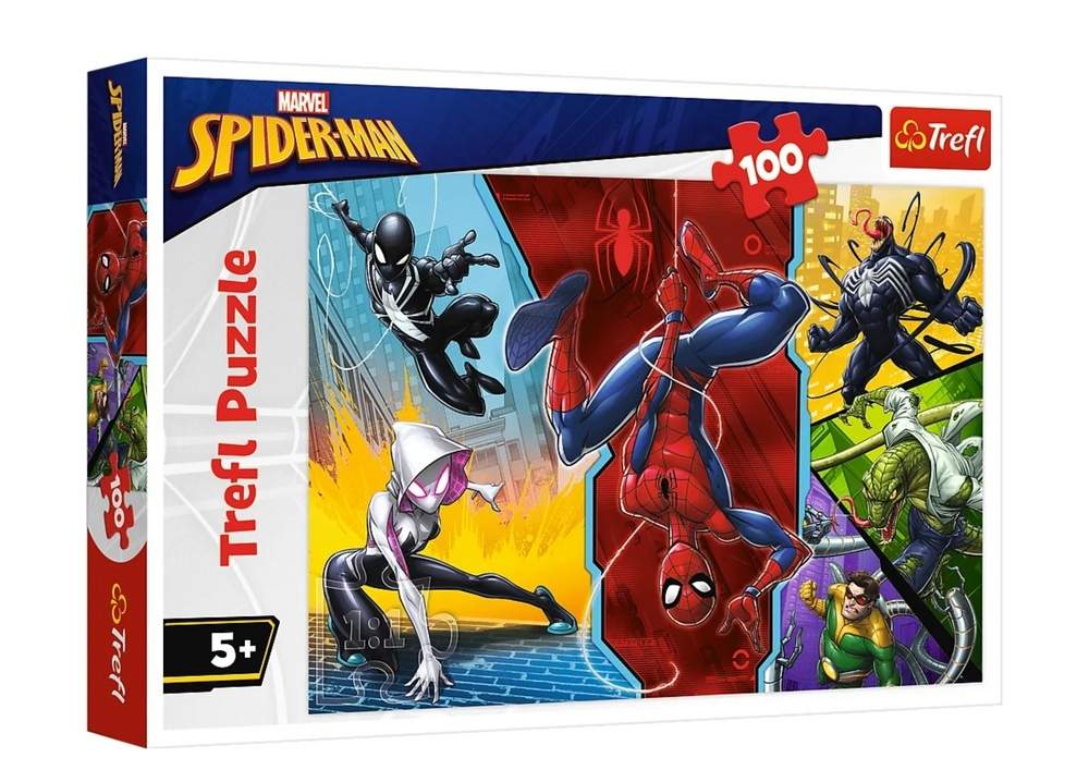 Spiderman-puslespil, 100 brikker, design på hovedet