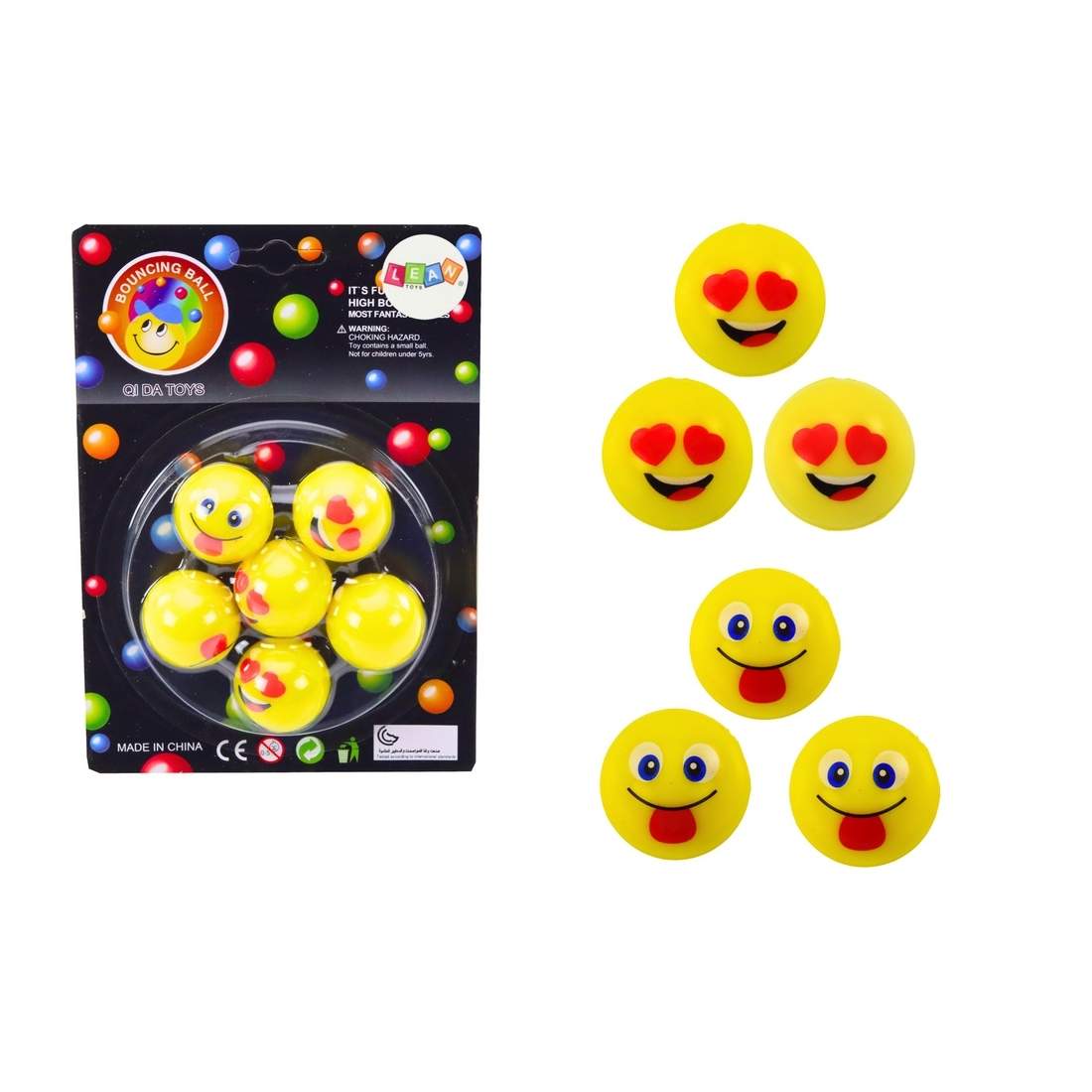 Gula Emoji Bouncy Balls Set, 6 delar | Hem & Hobby | Pryloteket