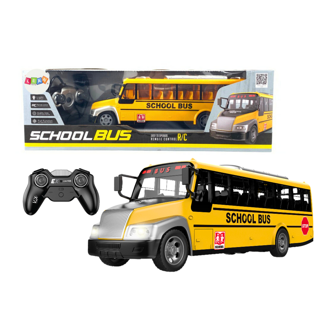 Fjärrkontroll skolbuss med ljus, gul | Hem & Hobby | Pryloteket