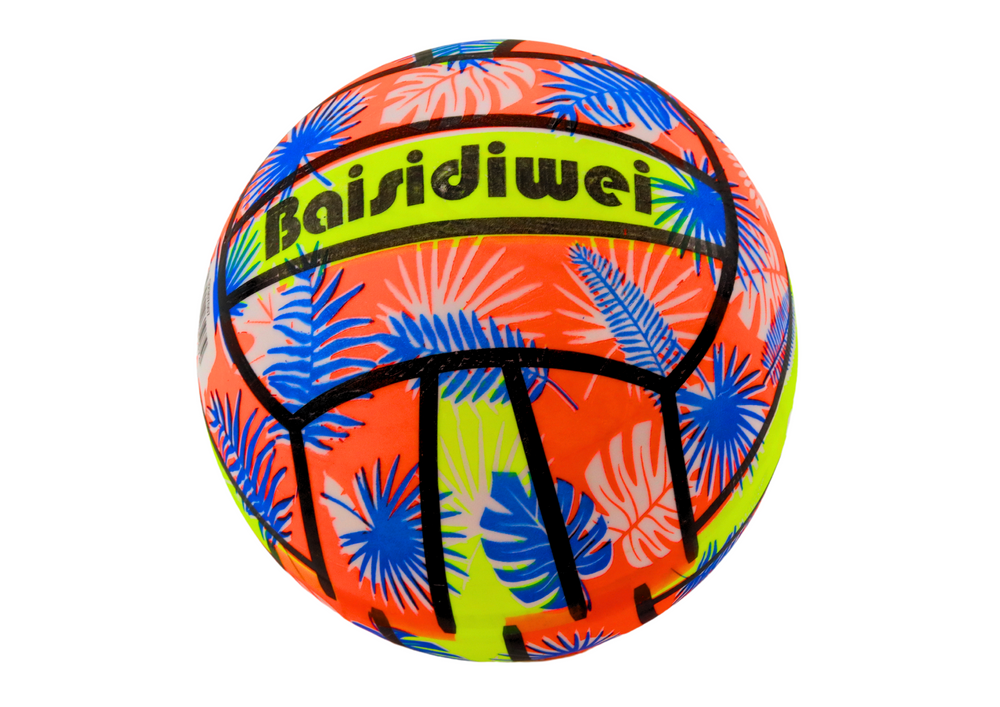 Lys orange gummikugle, bladdesign, 24 cm