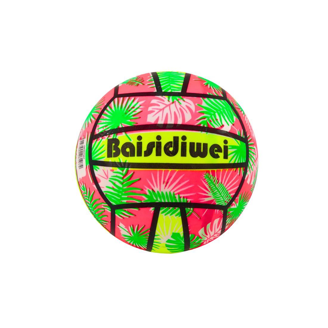 Ljus gummiboll, rosa-grön bladdesign, 24 cm | Hem & Hobby | Pryloteket