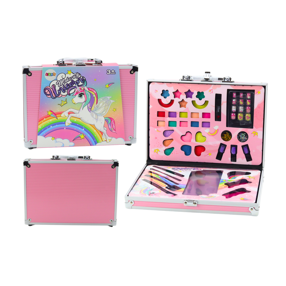 Skönhetsset i fodral med borstar, lack, rosa | Hem & Hobby | Pryloteket