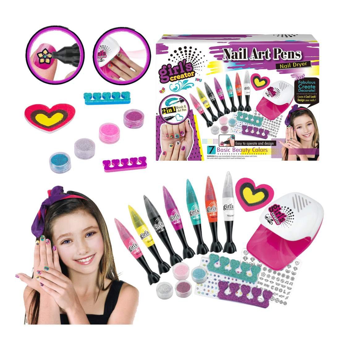 Nail Art Set med glitterpennor | Hem & Hobby | Pryloteket