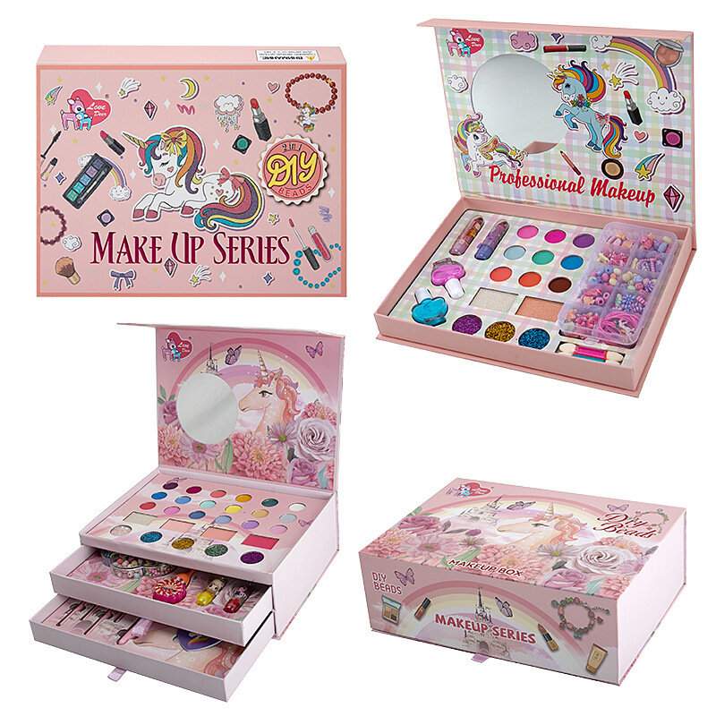 3-i-1 makeup, negle, smykkeæske – Pink