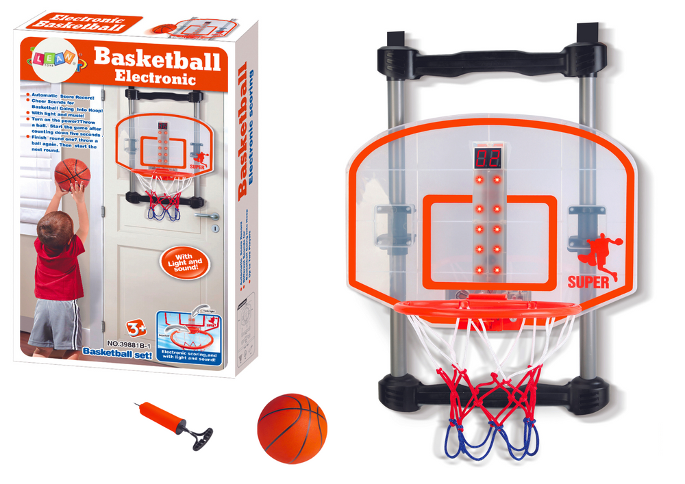 Justerbar indendørs basketball bøjlesæt med bold og pumpe