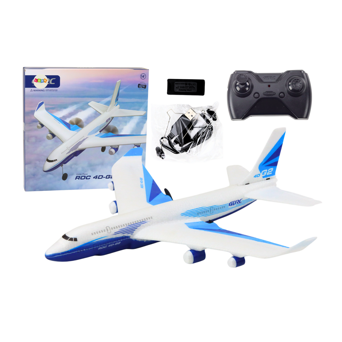 Fjärrkontroll Flygplan R/C 4D-G2 med lampor, vit | Hem & Hobby | Pryloteket