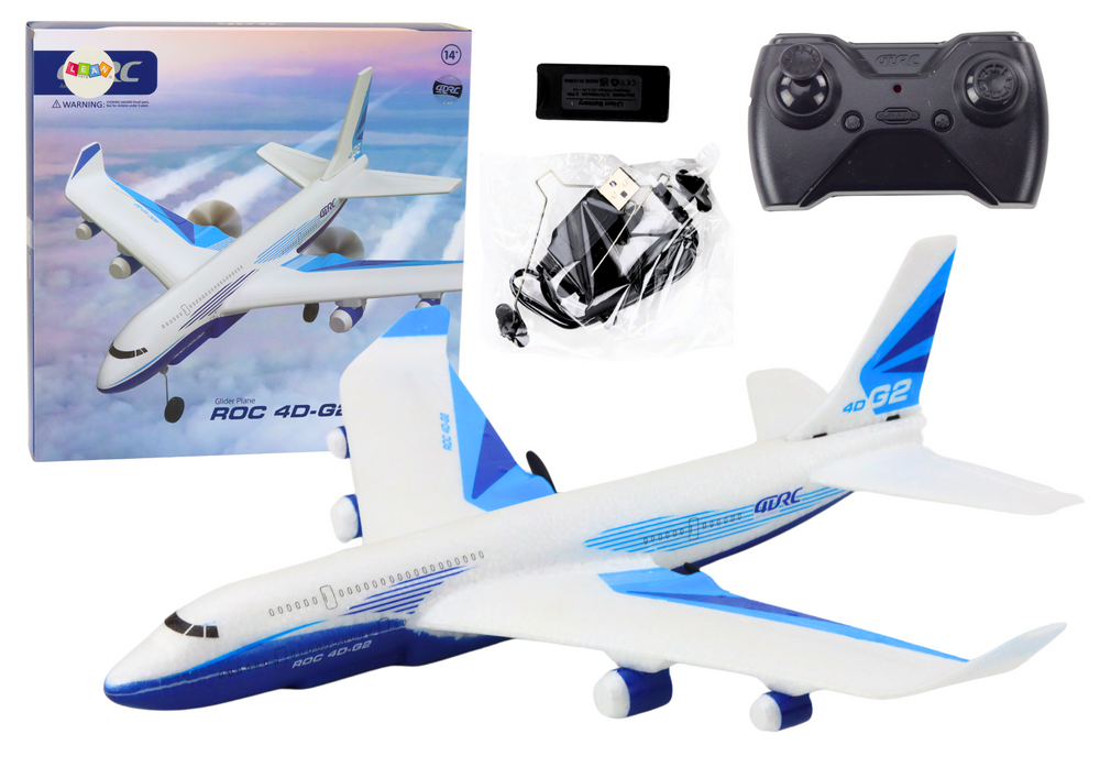 Fjernbetjening Airplane R/C 4D-G2 med lys, hvid