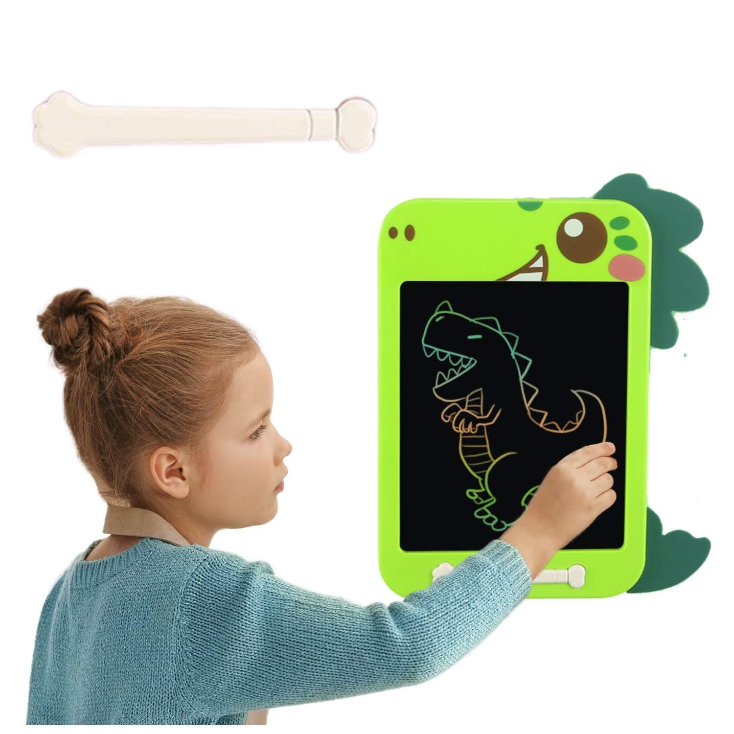 LCD-skrivetablet til børn, dinosaurdesign, grøn