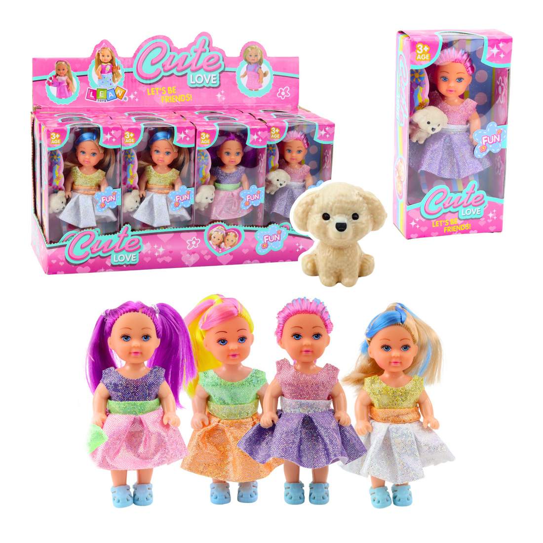 Mini Doll Set med klänning och valp, 12cm | Hem & Hobby | Pryloteket