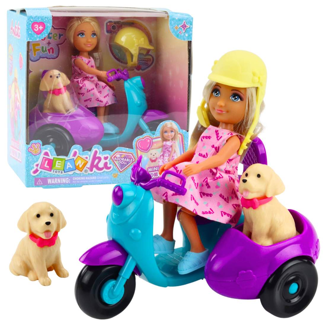 Mini Doll Set med trehjuling skoter och valp | Hem & Hobby | Pryloteket