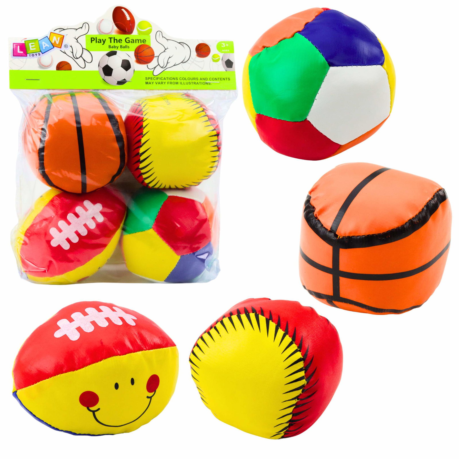 Blødt sportsboldsæt – Basketball, Rugby, Fodbold, Baseball