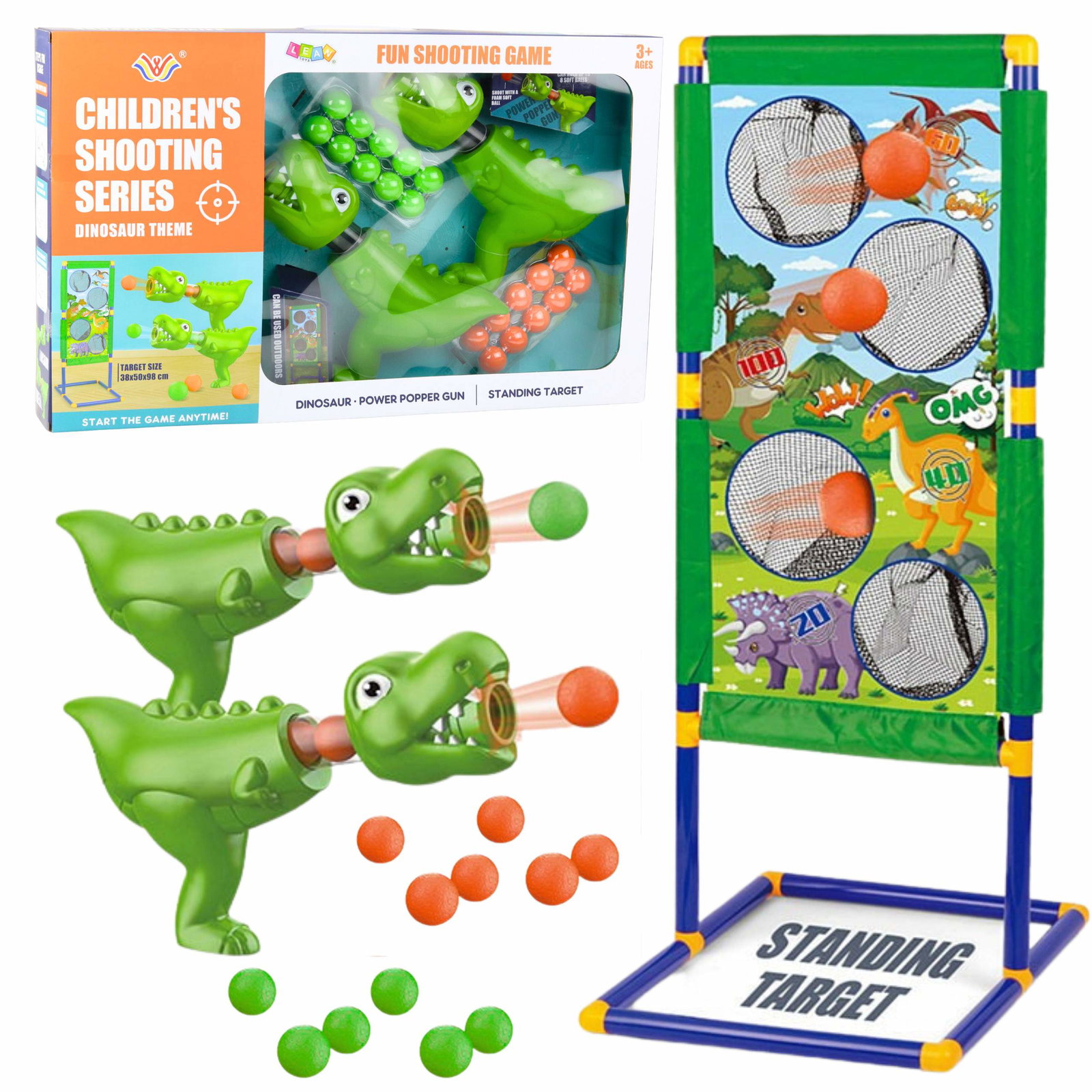 Dartskive skydesæt med dinosaurskiver