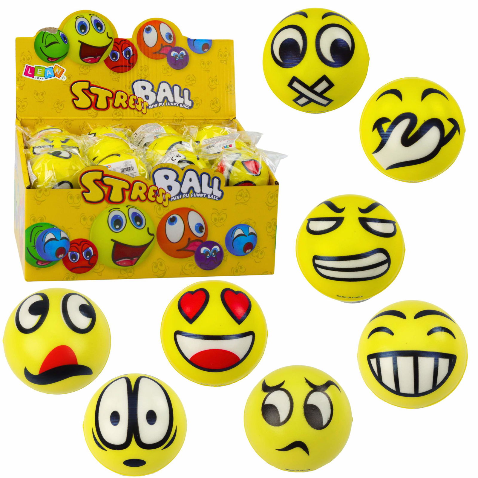 Skum Stressbold Emoji Design, 6 cm
