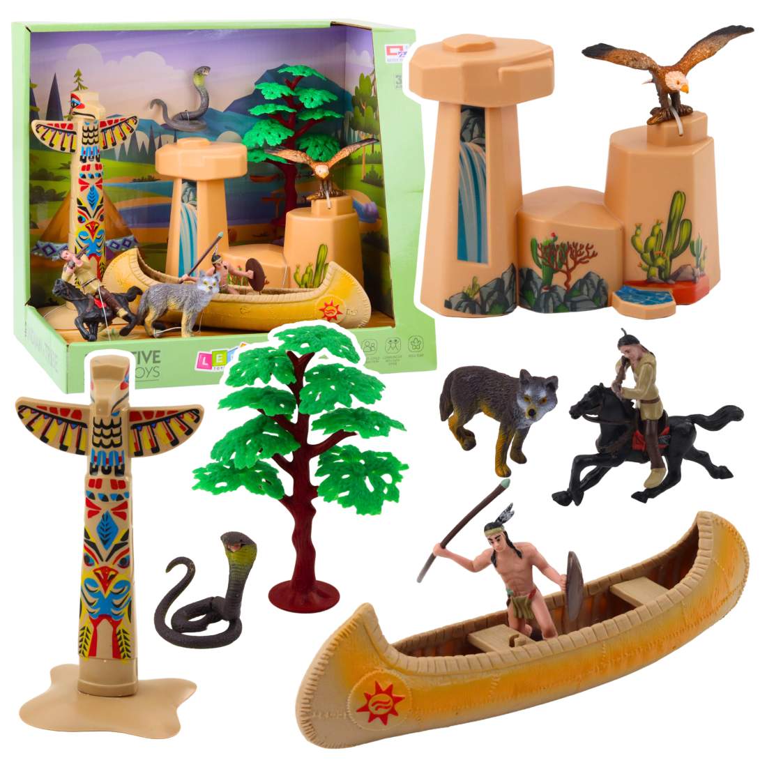 Indian Village Set – Figurer, Kanot, Totem | Hem & Hobby | Pryloteket