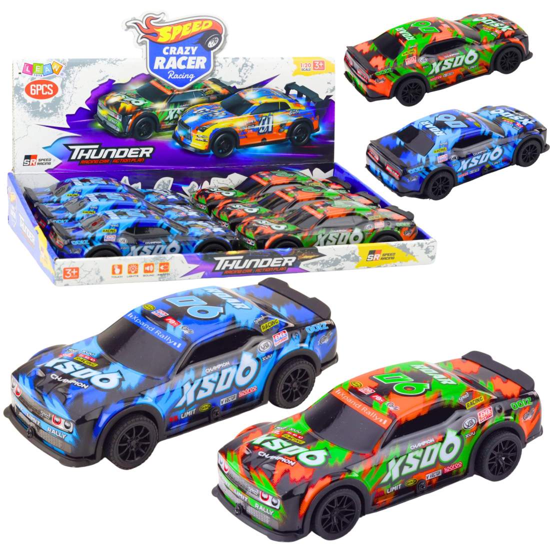 Orange och blå racerbil med ljus och ljud | Hem & Hobby | Pryloteket