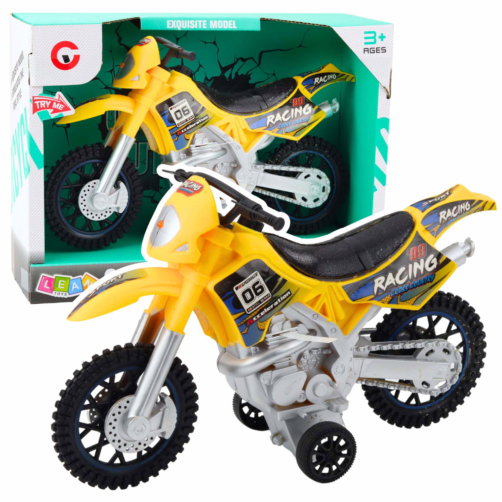 Off-road motorcykel med lys og lyd, gul