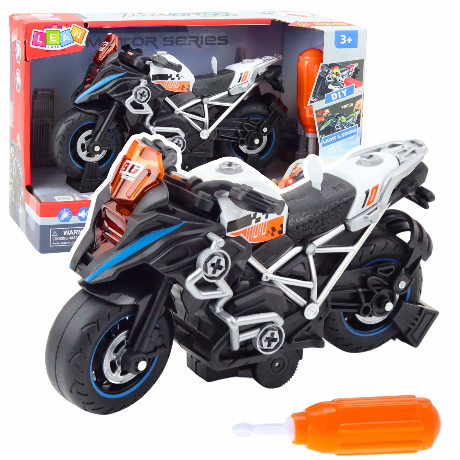 DIY racerbil med lys og lyde, sort