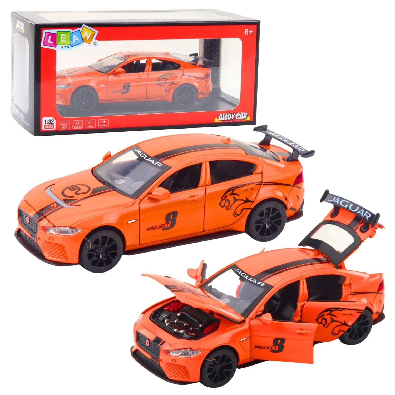 Metallbil med ljus och ljud, orange | Hem & Hobby | Pryloteket