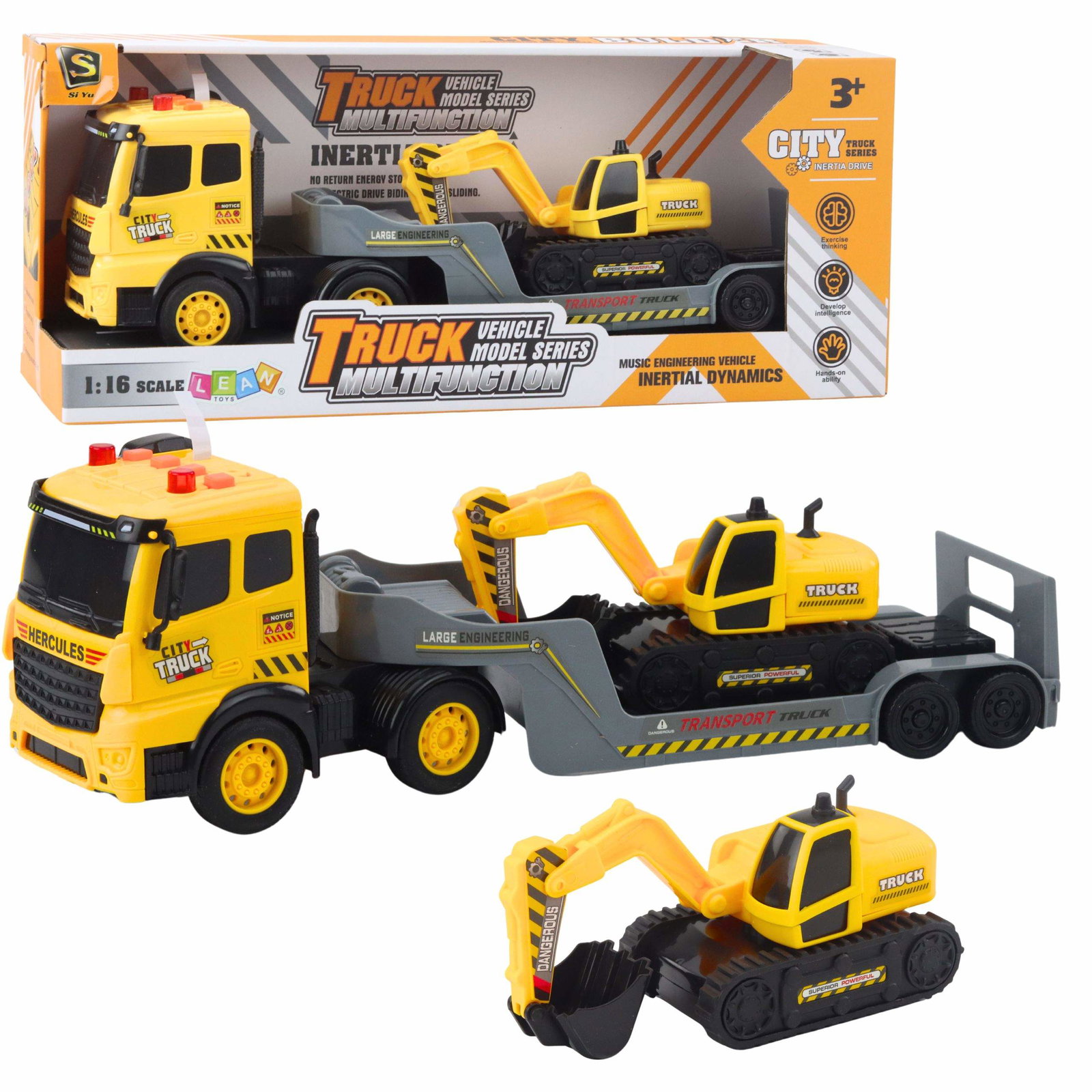 Gul 1:16 roterende gravemaskine med trailer
