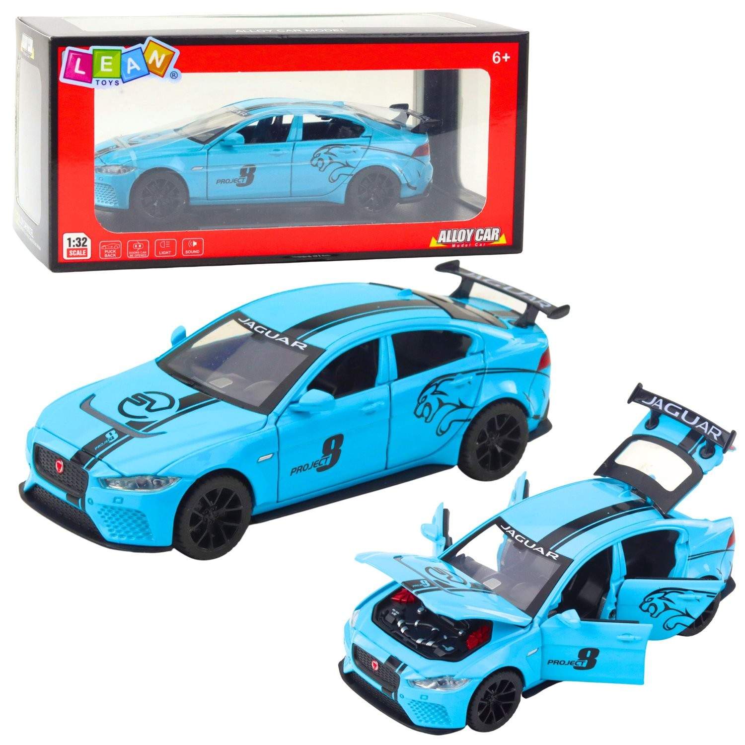 Legetøjsbil i metal med lys og lyde, blå