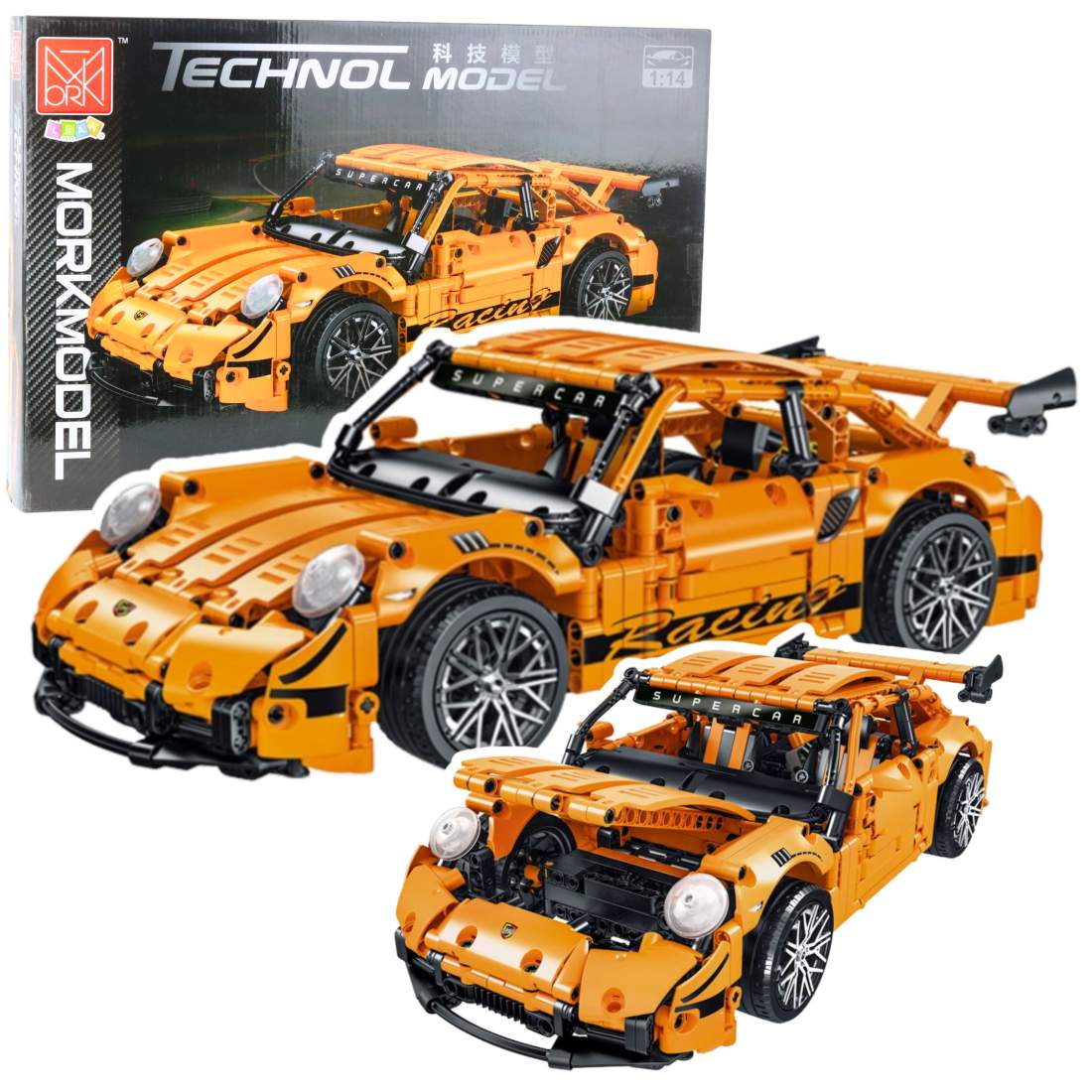 GT Racing Car Building Blocks, Orange, skala 1:14, 1268 delar | Hem & Hobby | Pryloteket