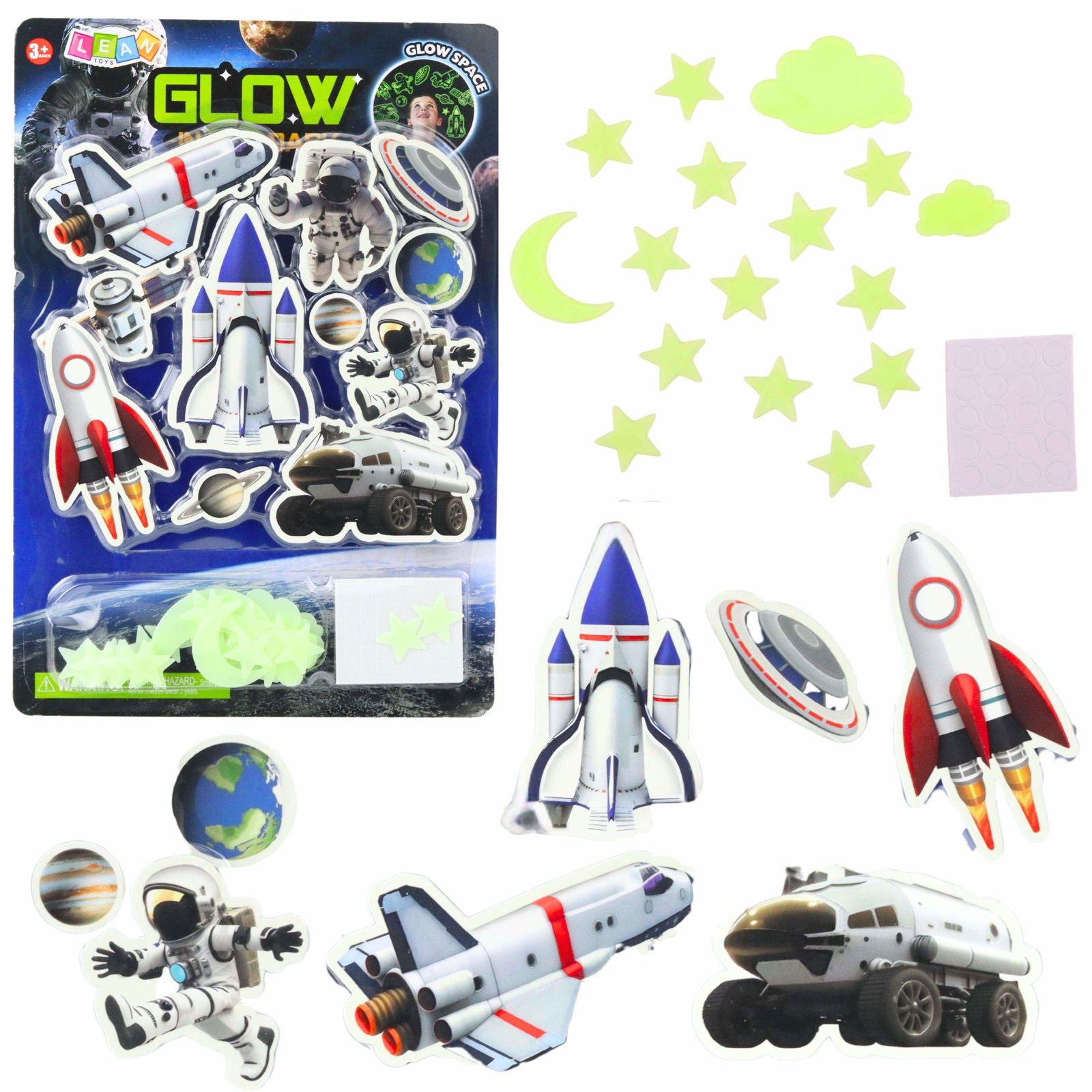 Glow-in-the-Dark Space Wall Stickers – Skibe og stjerner