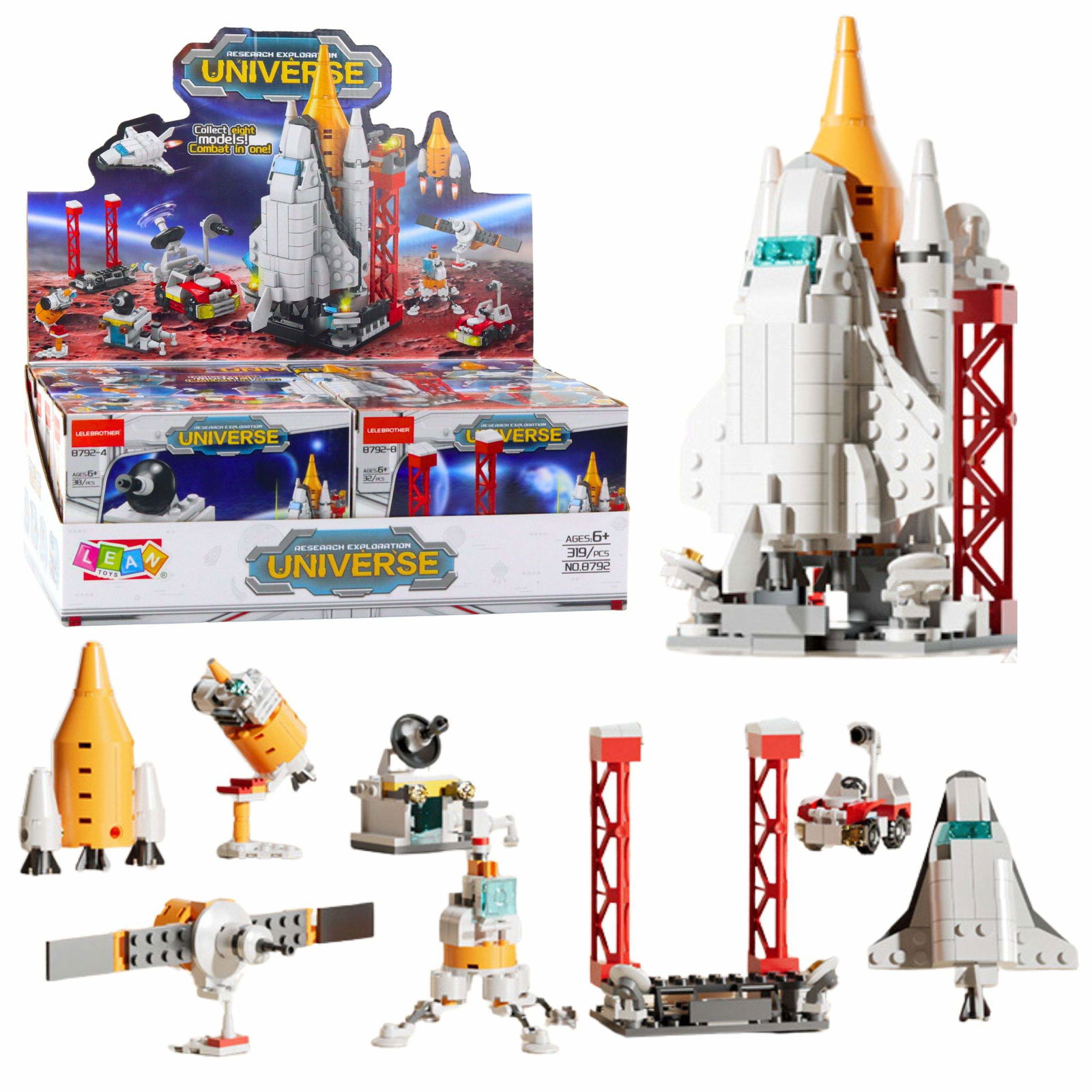 Rumstation raket byggeklodser sæt, 24-58 stk