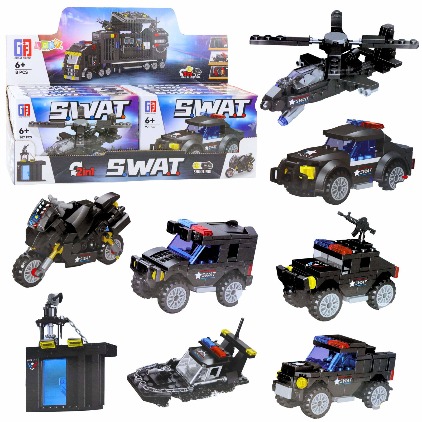 Byggeklodser Køretøjer Transport SWAT 2-i-1 sæt 92-117 stk.