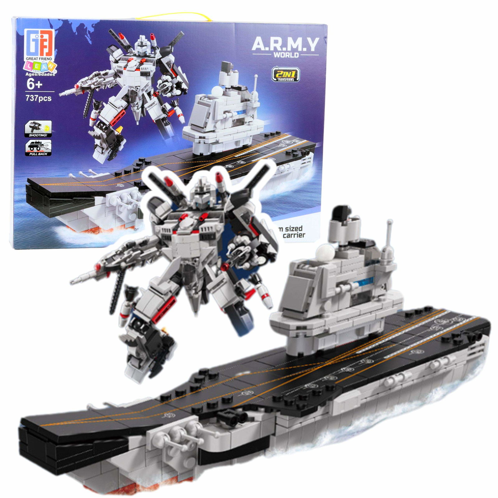 Hangarskibsrobotbyggeklodser, 2-i-1, 737 stykker