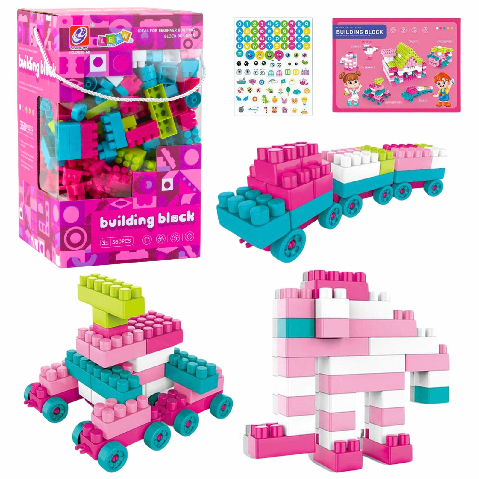 Pink Pastel 360-dele 3D byggeklodser sæt