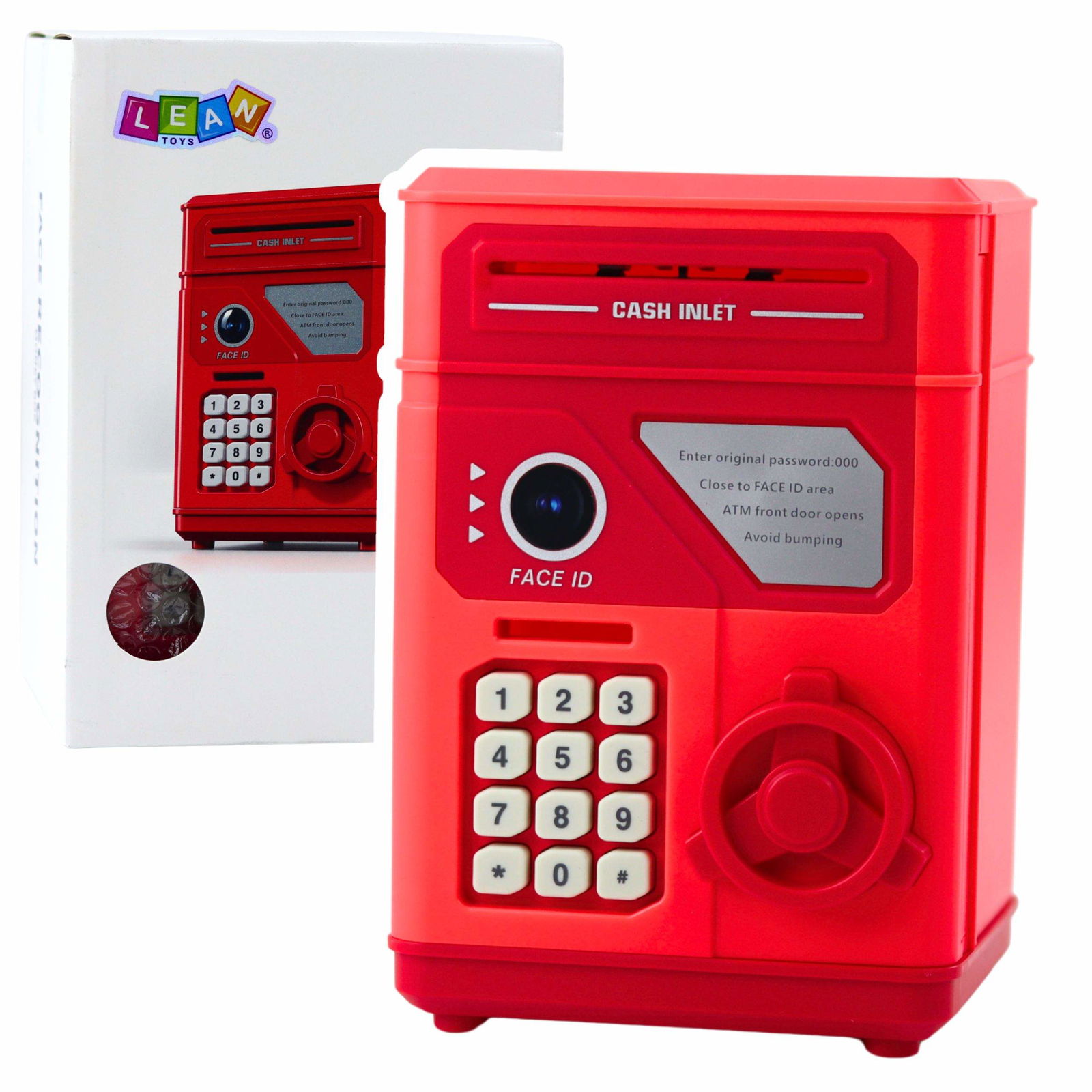 Elektronisk pengeautomat Spargris med PIN-kode til børn - Rød