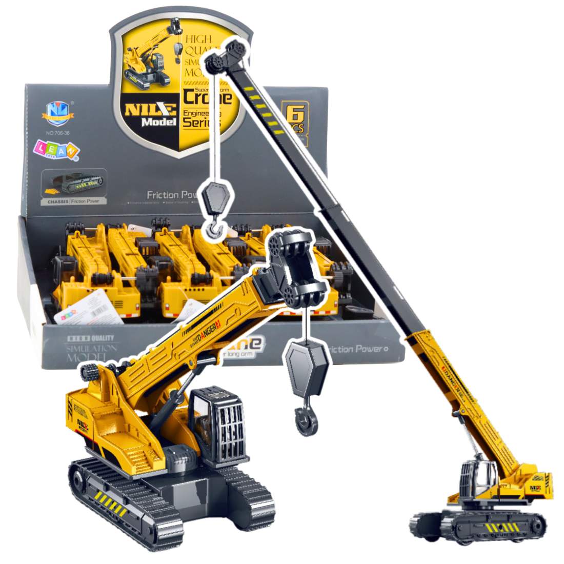 Bandkran, teleskopisk, 360° roterande hytt, gul | Hem & Hobby | Pryloteket