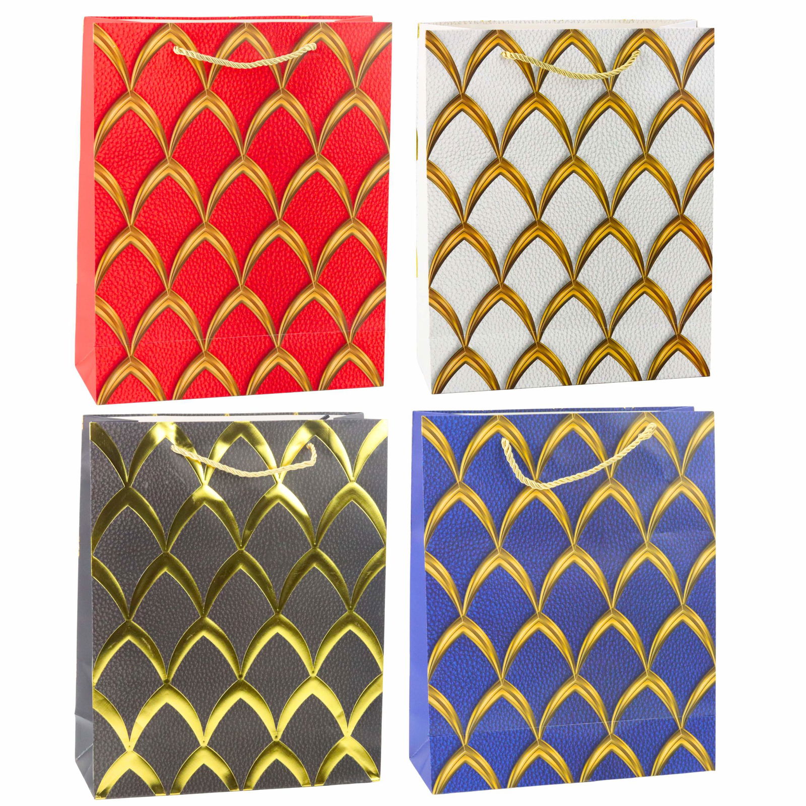 Elegant gavepose med guldaccenter, 32 x 26 x 12 cm