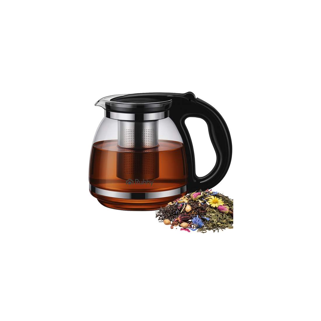 Glaskanna med tebryggare – 2L, filter i rostfritt stål | Hem & Hobby | Pryloteket