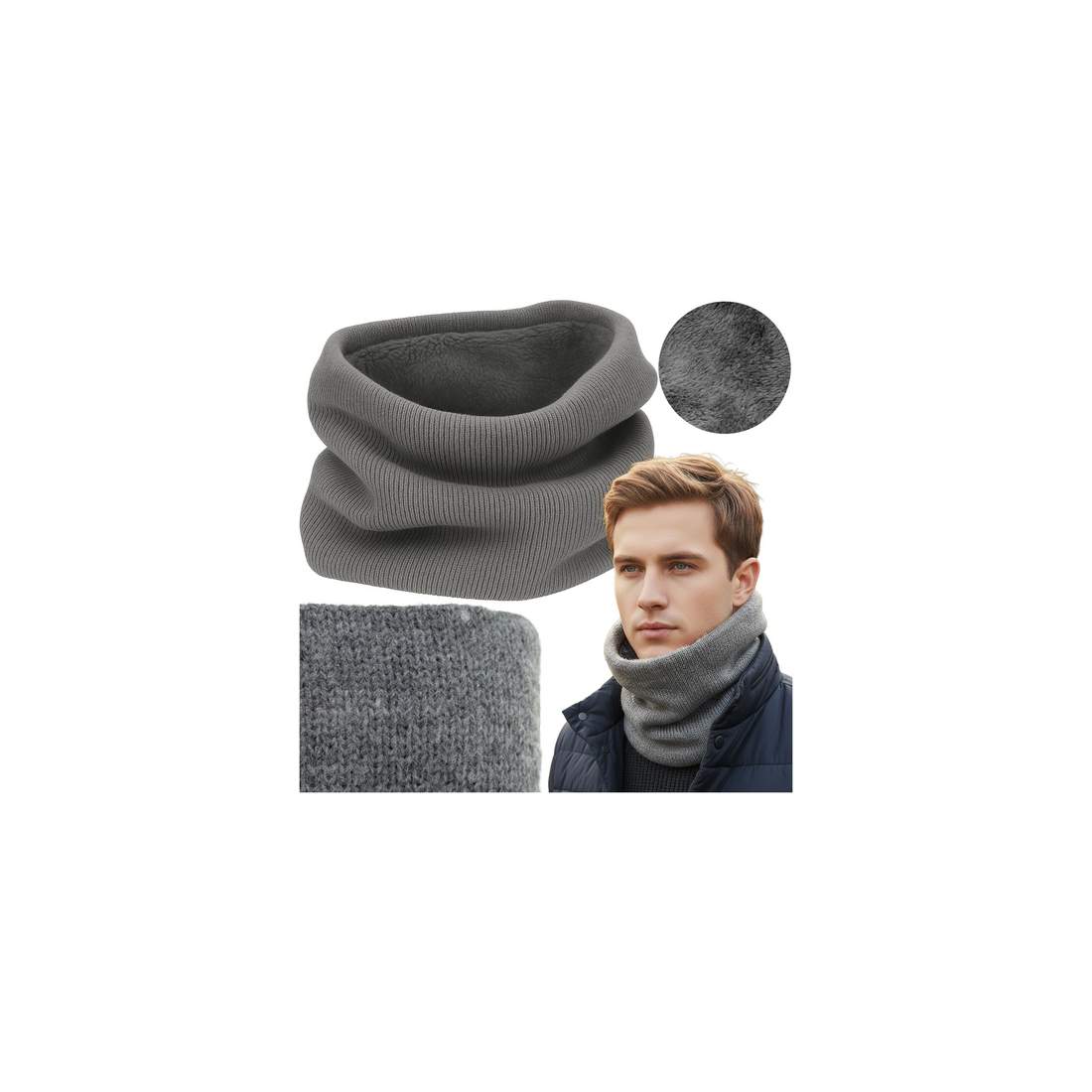 Herr grå halsvärmare – universell passform, varm och snygg | Hem & Hobby | Pryloteket