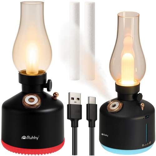 USB luftfugter og natlampe – Retro LED, stille, bærbar