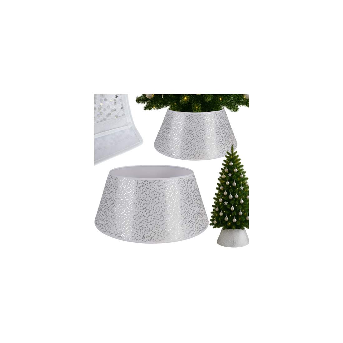 Julgransfodral, 60 cm vit med silverpaljetter | Hem & Hobby | Pryloteket