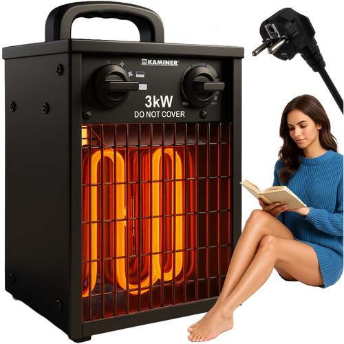 3000W elektrisk varmelegeme med termostat – IPX4, 3 tilstande
