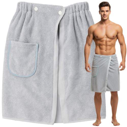 Herre sauna kilt håndklæde – hurtigttørrende, lomme, elastisk bånd
