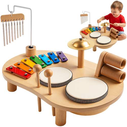 Montessori trommebord i træ – musikalsk og sensorisk legetøj til børn