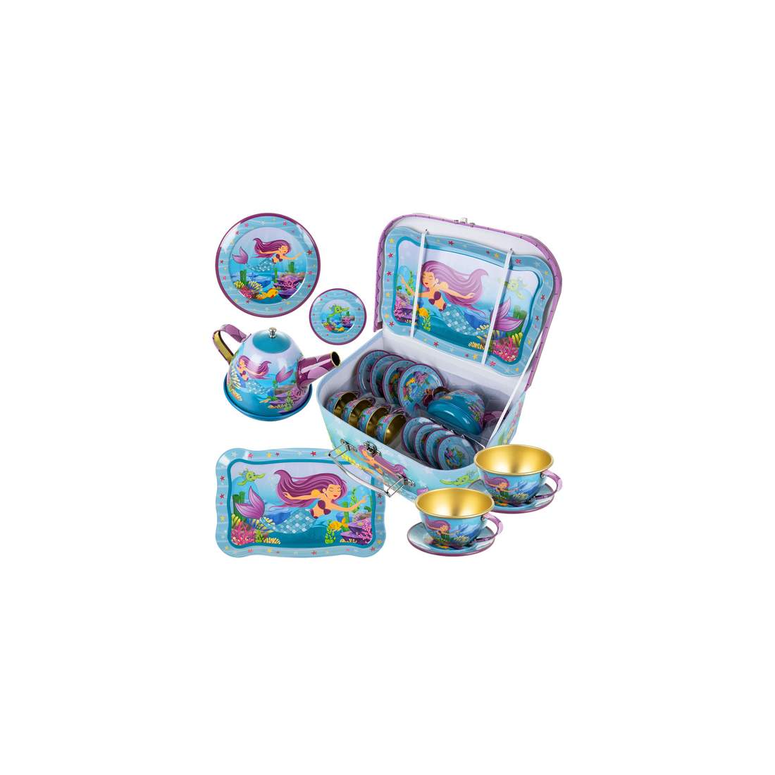 Sjöjungfru-teservis för barn – 9-delars metalllekset | Hem & Hobby | Pryloteket