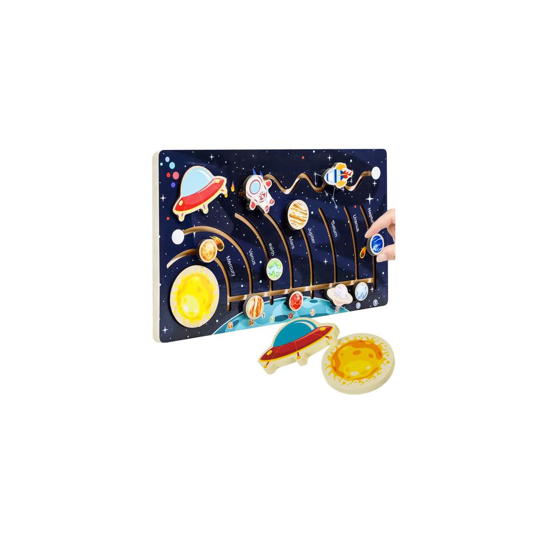 Træpuslespil med solsystemet – Pædagogisk legetøj til børn