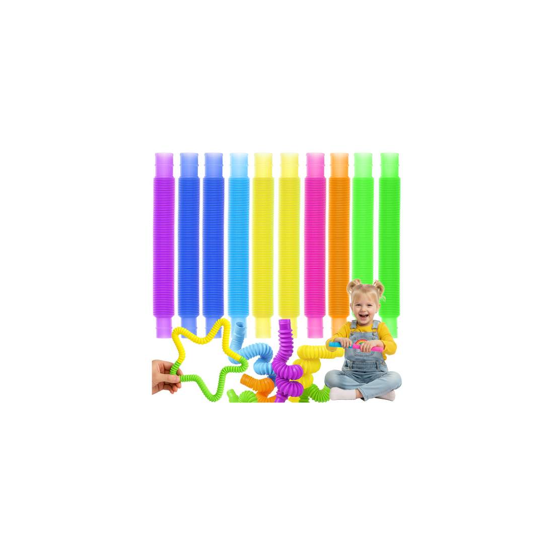 Sensoriska rörset – 10 färgglada, flexibla, töjbara | Hem & Hobby | Pryloteket